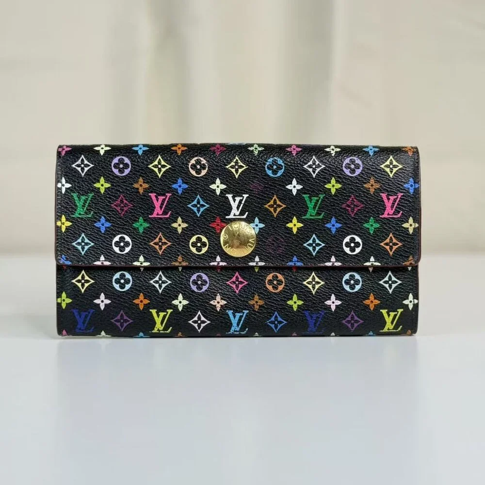 Louis Vuitton Multicolor Black Wallet with Colorful Monogram Design